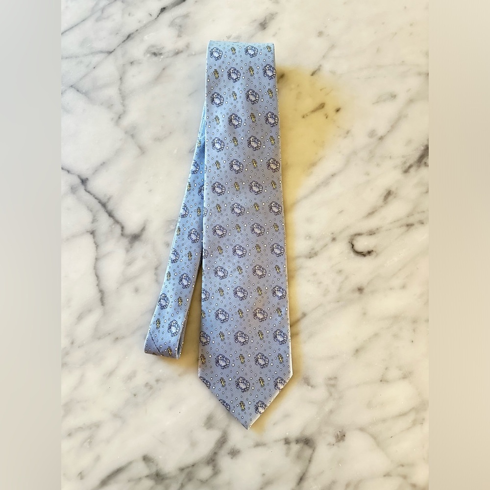 VINEYARD VINES Silk Tie - Baby Blue with Crabs